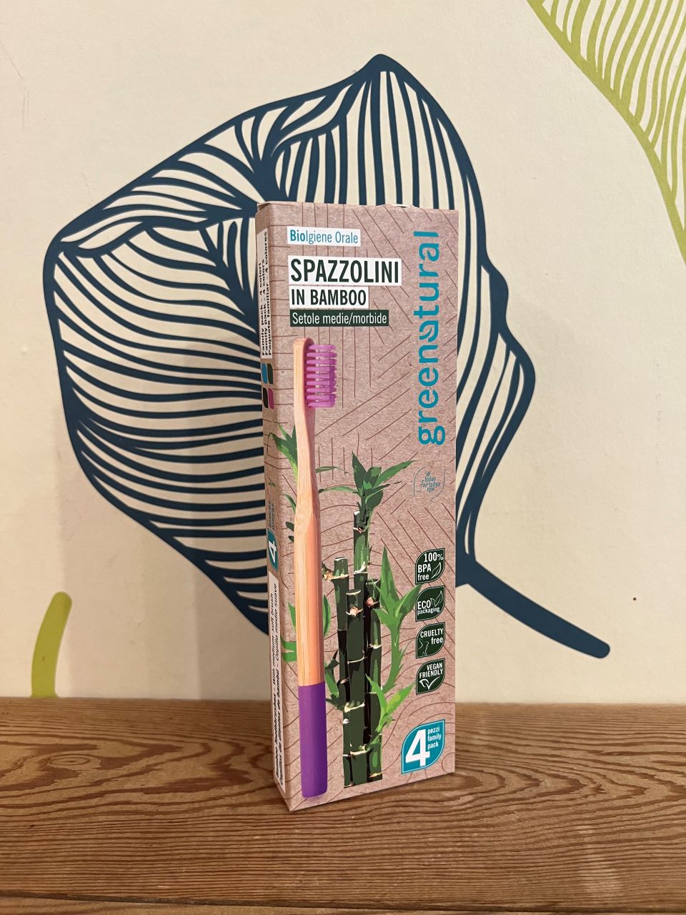 Set 4 spazzolini in bamboo - Greenatural